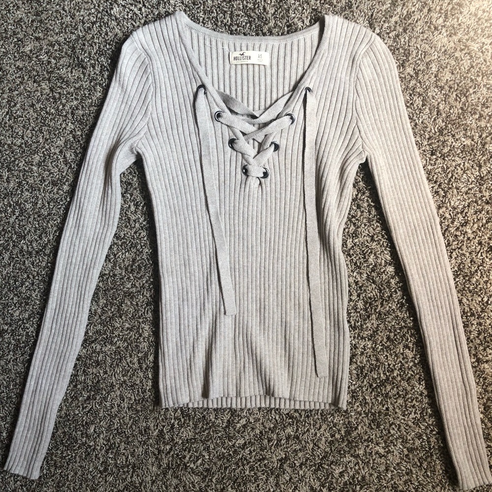 Hollister long sleeve laced top